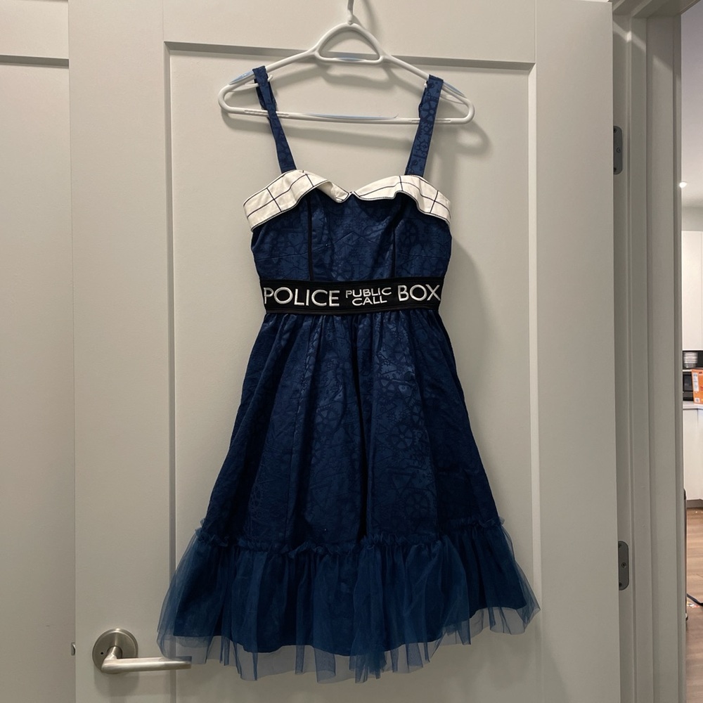 Hot topic Navy blue and white Doctor Who Tardis dress XS #cosplay